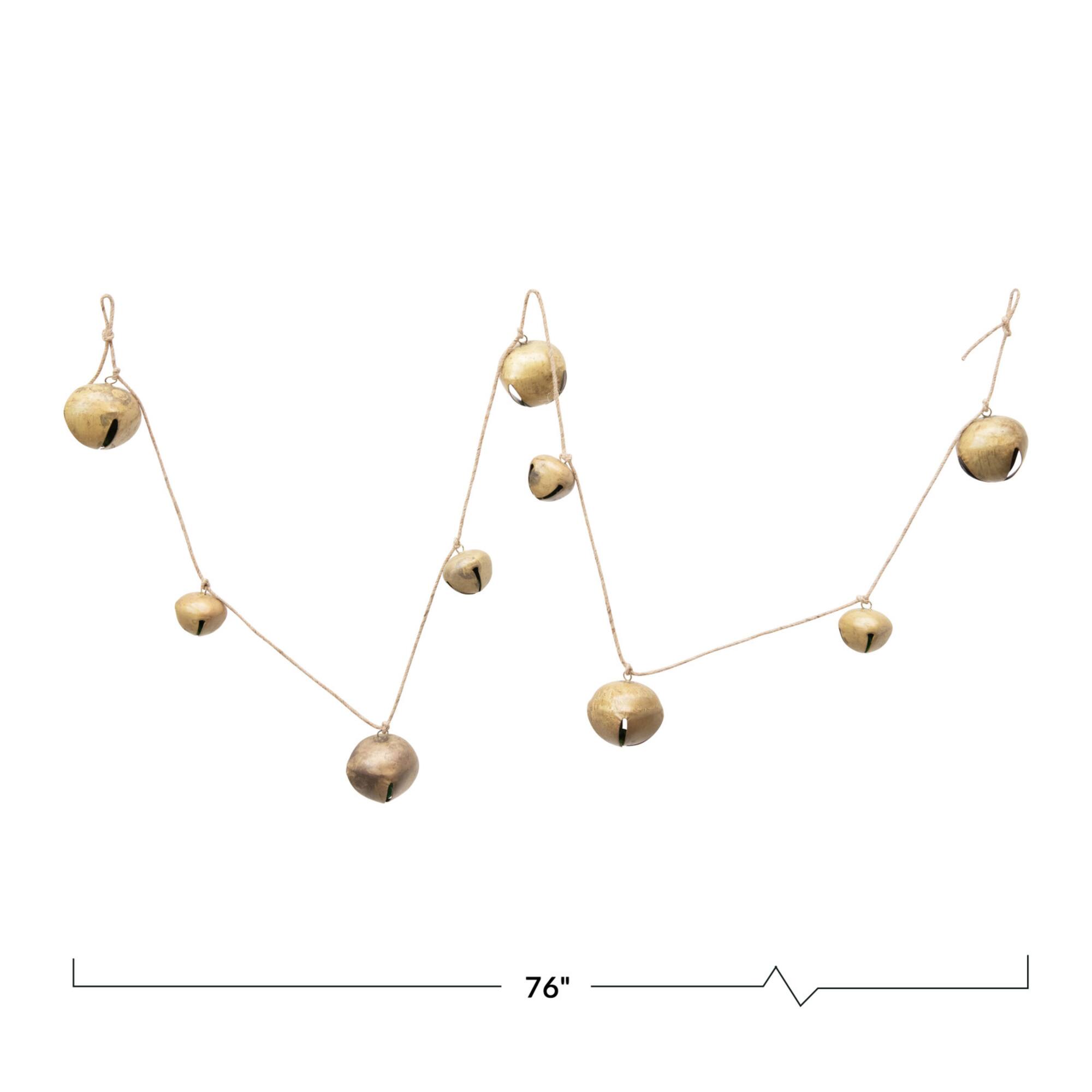 Hello Honey® 6.3ft. Gold Finish Metal Jingle Bell Garland